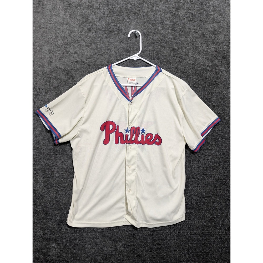Philadelphia Phillies Phanatic Baseball Jersey Cream Red Star PECO Large